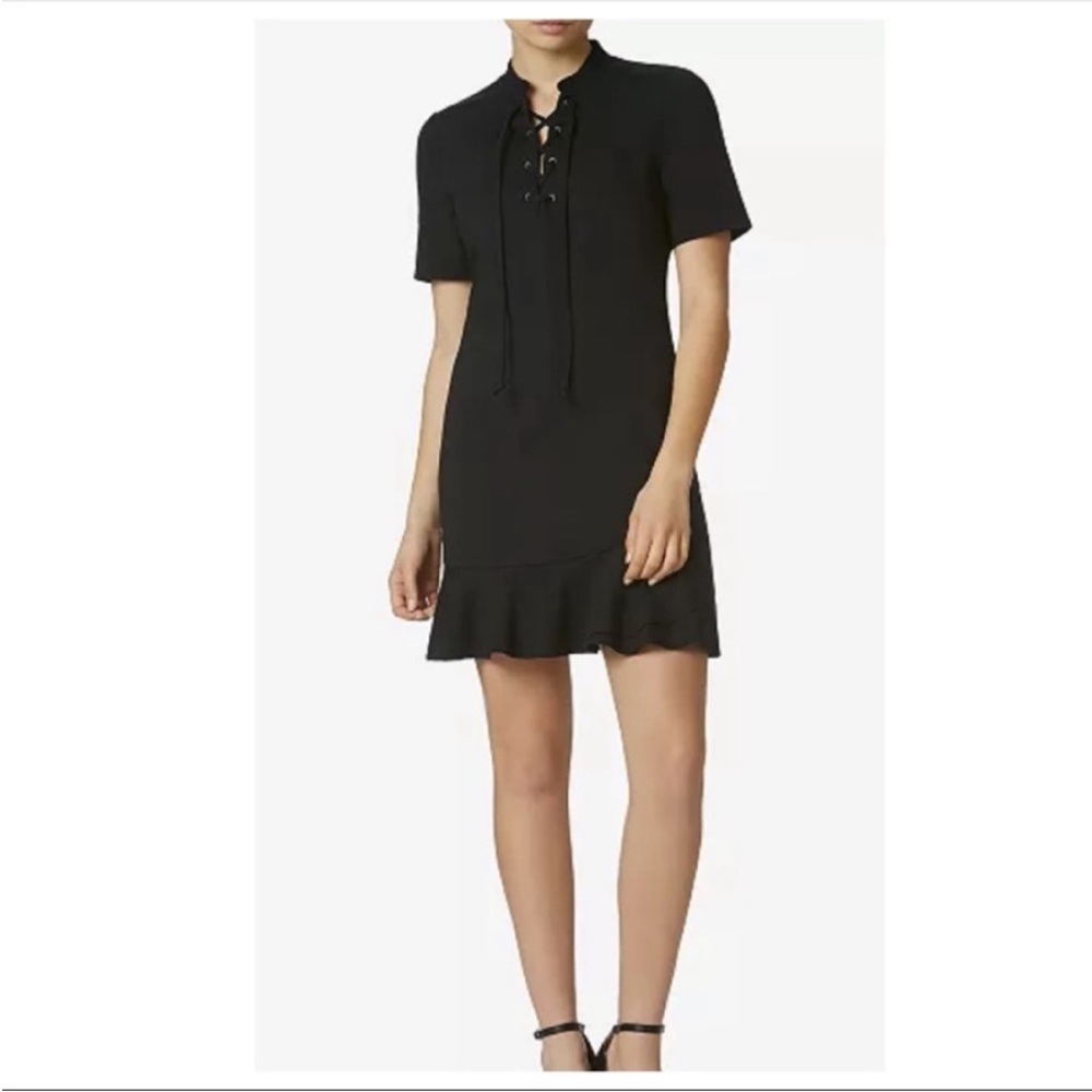 Avec les Filles Ponte Knit Lace up Dress